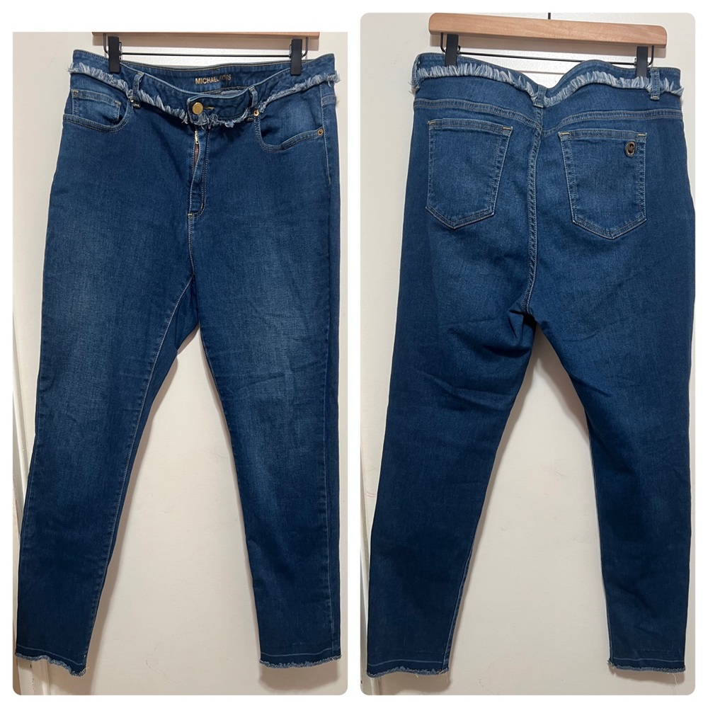 Michael Kors Jeans Womens 14 Selma Skinny Mid Rise Fringe Waist Band